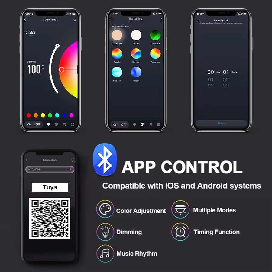 Smart Sunset Lamp – Create Stunning Ambiance with App & Remote Control.
